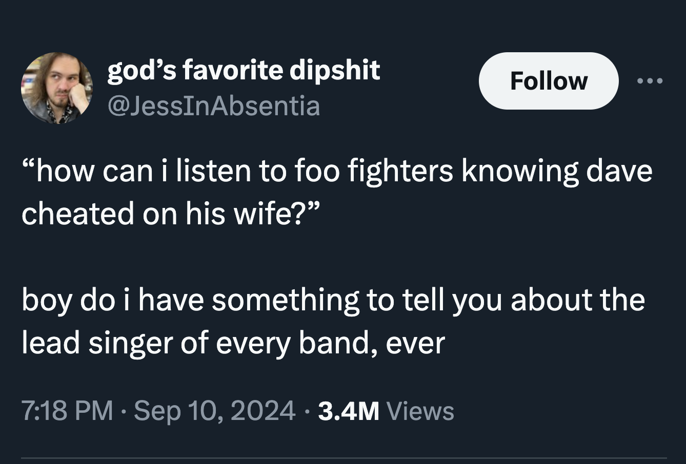 parallel - god's favorite dipshit "how can i listen to foo fighters knowing dave cheated on his wife?" boy do i have something to tell you about the lead singer of every band, ever 3.4M Views